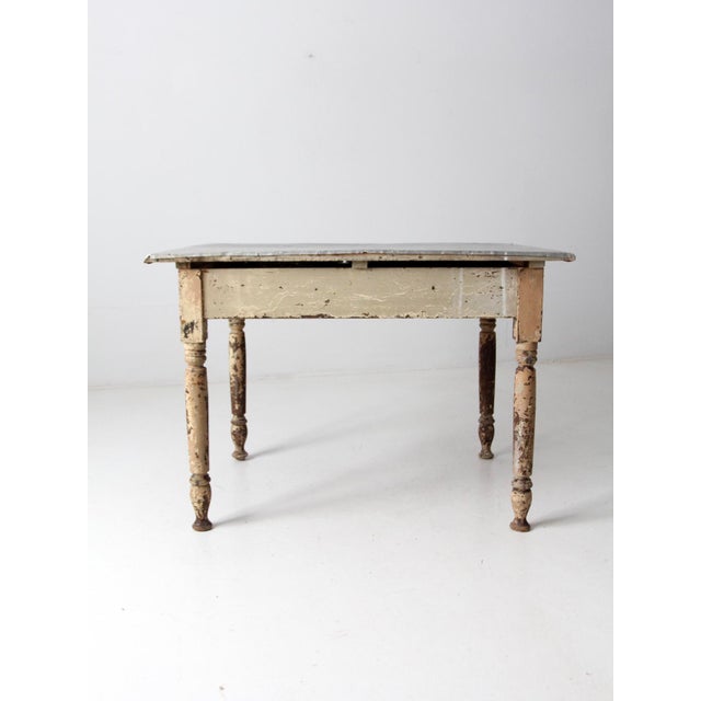Antique Table With Galvanized Metal Top Chairish