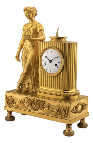 French Gilt Bronze La Lettre Clock by Dubue
