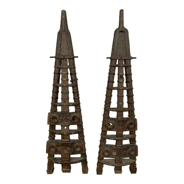 Brass 18th Century Antique Indian Ox Cart Brass Decorations- a Pair For Sale - Image 8 of 8