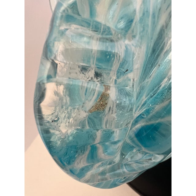 Vintage Hand-Blown Italian Glass Conch Shell Sculpture – Blue Swirl Aventurine Art For Sale - Image 13 of 16