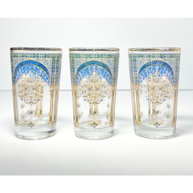 1960s Vintage MCM Greek Column Topiary 3 Moroccan Tea or Juice Glasses 3” 4oz Good condition. No chips, cracks, or...