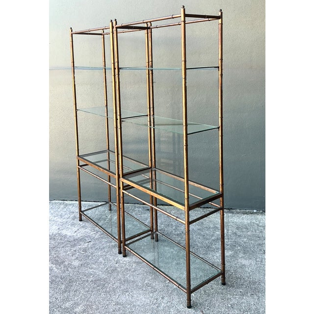 Vintage Metal and Glass Etagere Shelves - Pair For Sale In West Palm - Image 6 of 12