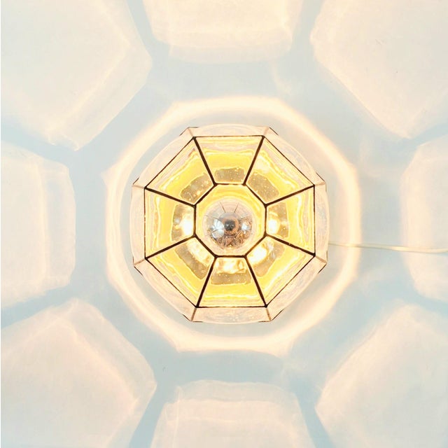 Mid-Century Modern Glass and Brass Ceiling Ligh from Limburg, Germany, 1960s For Sale - Image 6 of 13