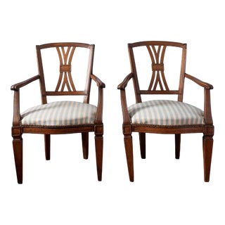 Early 19th Century French Provincial Armchairs with Tapered Legs, Set of 2 For Sale