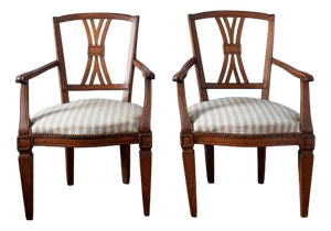 Early 19th Century French Provincial Armchairs with Tapered Legs, Set of 2
