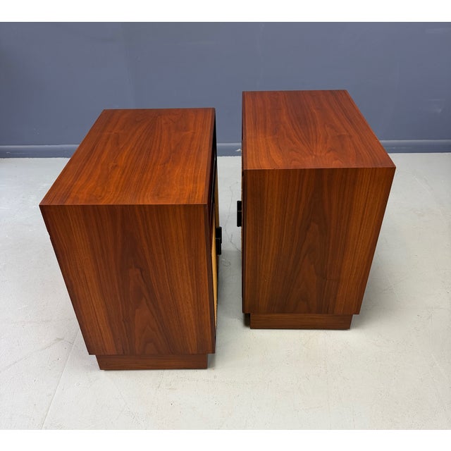 Wood 1950s Pair of Cane-Front Walnut Nightstands by Arne Vodder for Vamo Sønderborg For Sale - Image 7 of 14
