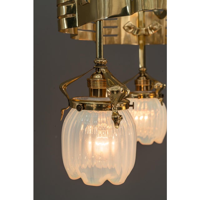 Jugendstil Chandelier with Opaline Glass Shades, Vienna, Austria, 1910 For Sale - Image 14 of 18
