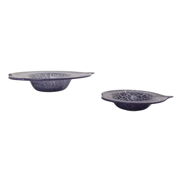 Italian Transparent Murano Glass Centerpieces, 1970s, Set of 2 For Sale