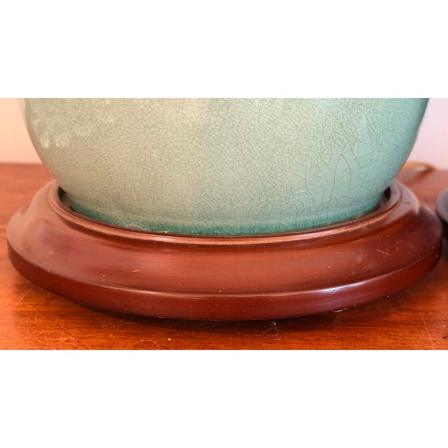 Ralph Lauren Lamps Chinese Crackled Pottery Celadon With Pomegranate Handles -a Pair For Sale - Image 10 of 15