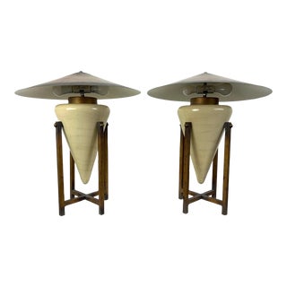 80's Max Blumberg Large Table Lamps - a Pair For Sale