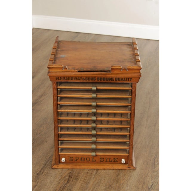 Victorian Antique M. Heminway & Sons Spool Cabinet For Sale - Image 3 of 12