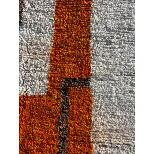 Orange Moroccan Mrirt Beni Ouarain Wool Rug, 1990 For Sale - Image 8 of 11