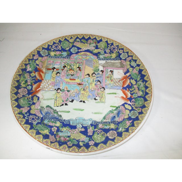 Antique Porcelain Chinese Rose Mandarin Charger For Sale - Image 9 of 14