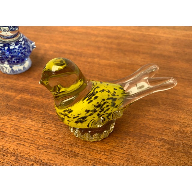 Blue Vintage Glass Bird Sculptures, Set of 2 For Sale - Image 8 of 18