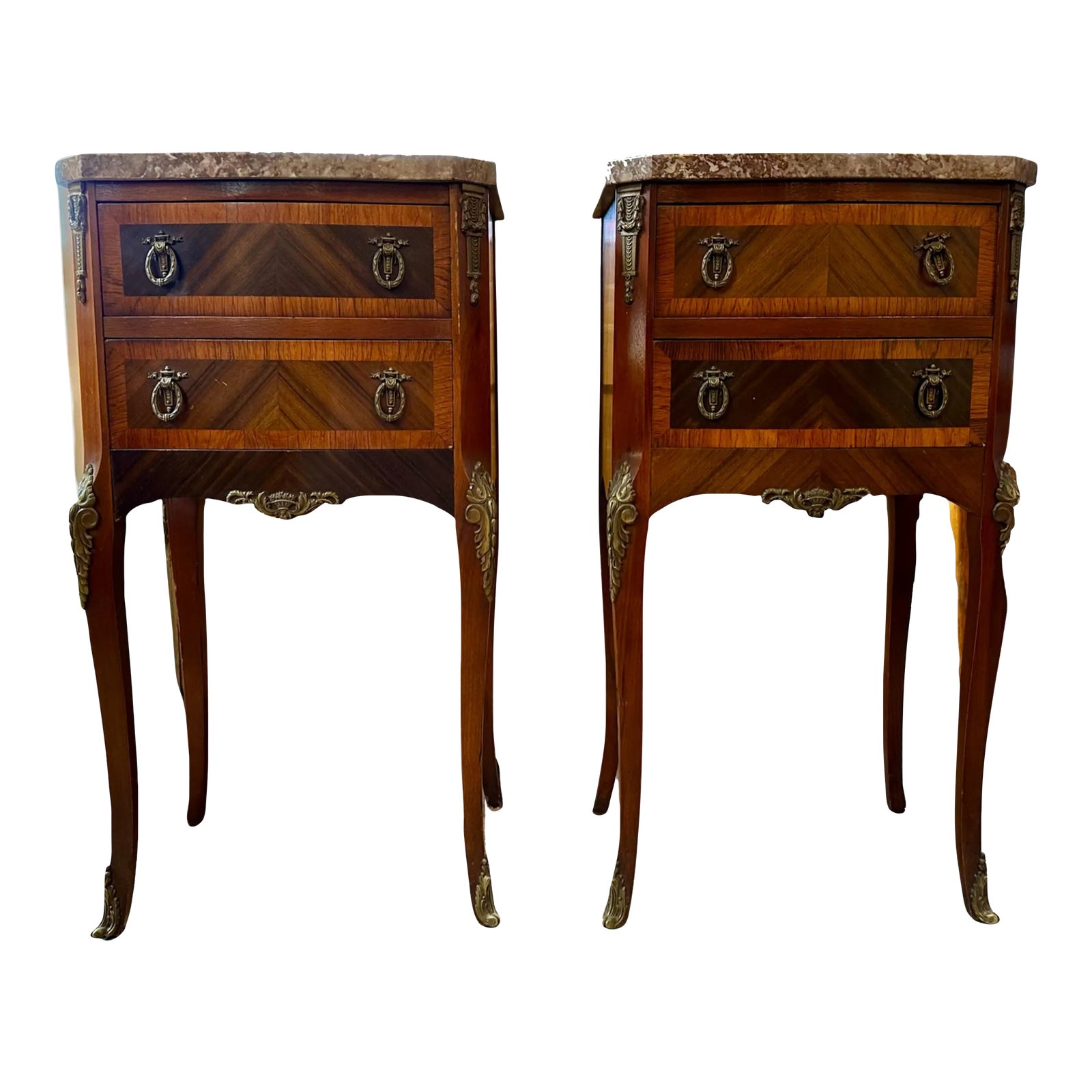 Pair of 20th Century French Napoleon 3rd Style Marquetry Side Tables ...