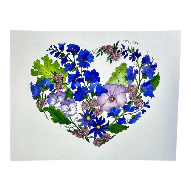 Original Watercolor Painting “Purple Heart Garden” For Sale