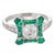Contemporary Art Deco Style Diamond Emerald Platinum Ring, Size 6.75 For Sale - Image 3 of 6