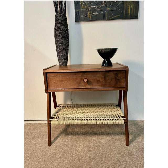 Wood Mid Century Modern Walnut Bedside Nightstand For Sale - Image 7 of 7