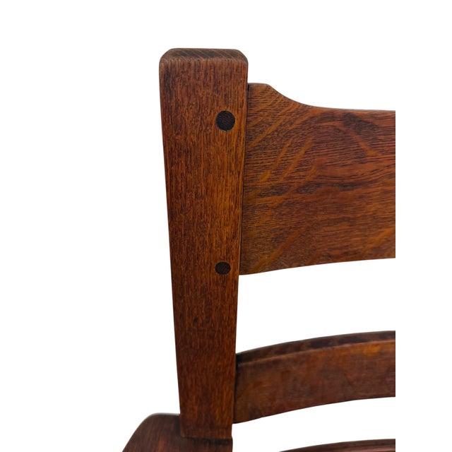 Antique Arts & Crafts Stickley Style Mission Oak Arm Chair For Sale In Philadelphia - Image 6 of 9