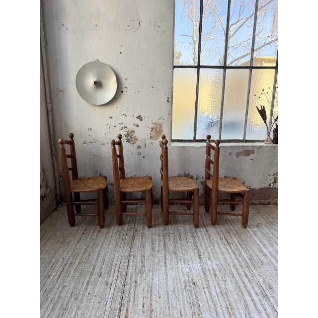Oak and Straw Chairs by Dudouyt, 1940s, Set of 4 For Sale - Image 18 of 18