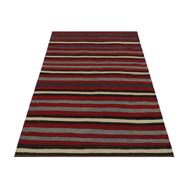 Tribal Rug & Kilim’s Afghan Tribal Kilim Rug in Red With Geometric Striped Patterns For Sale - Image 3 of 7