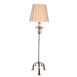 19th Century French Gilt Wrought Iron Floor Lamp For Sale