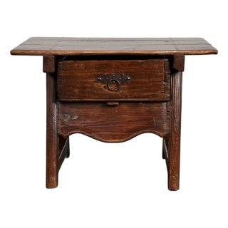 Antique Wooden Side Table with Drawer, 1700s For Sale