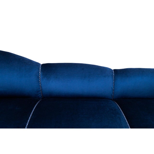 Mid-Century Art Deco Style Blue Chaise Longue, Western Europe, 1950s For Sale - Image 9 of 12