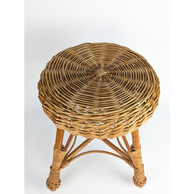 Vintage Wicker Stool, 1960 For Sale - Image 4 of 6