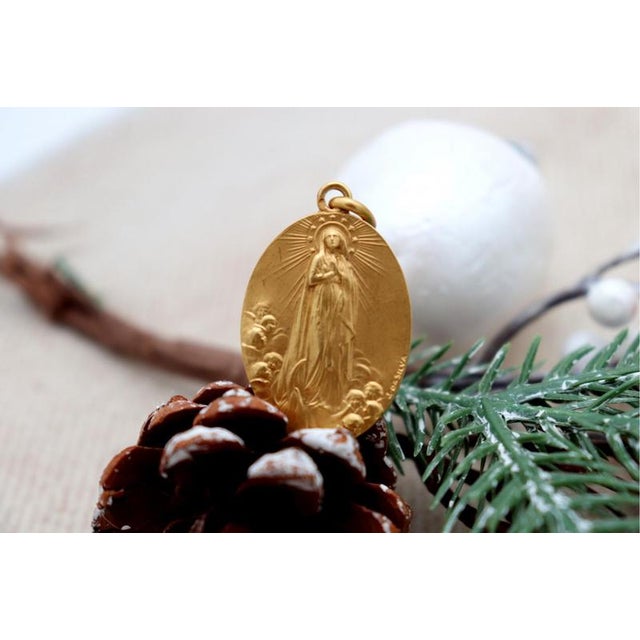 19.2k Gold Our Lady of the Immaculate Conception Pendant For Sale - Image 4 of 6