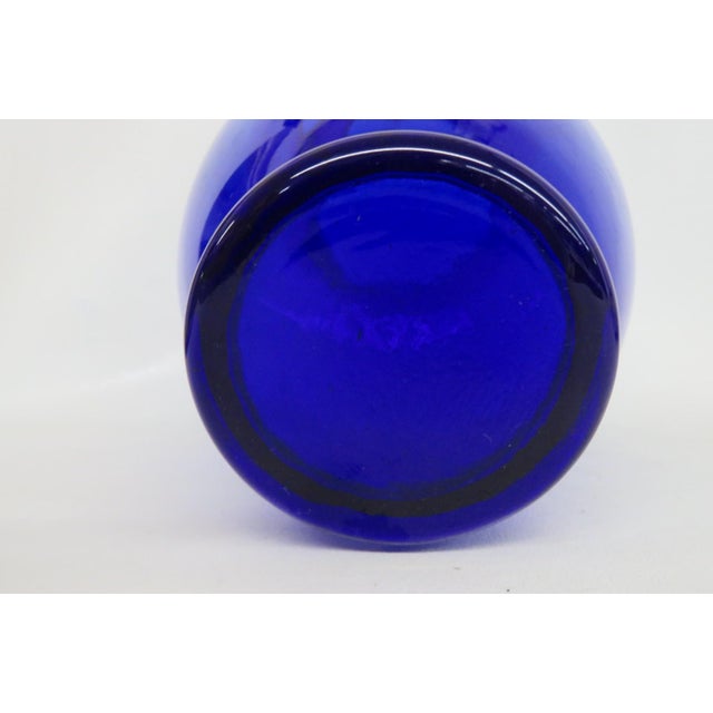 Blue Indiana Glass Illusions 1980s Large Vase Cobalt Blue Optic Swirl Pattern 4876b For Sale - Image 8 of 11