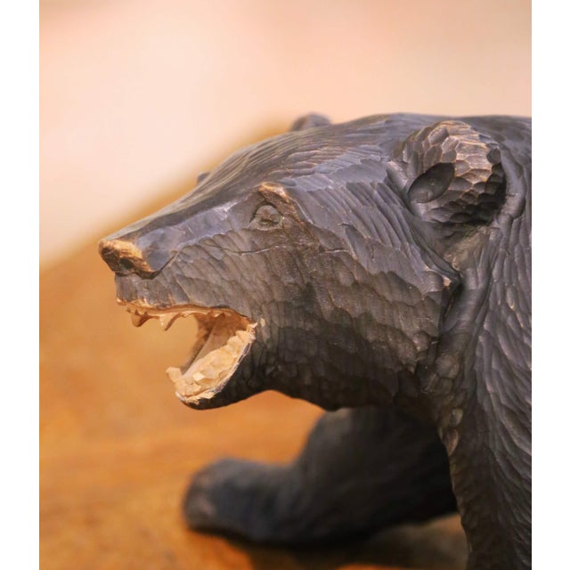 Mid 20th Century Mid-Century Asian Hand-Carved Walnut Bear Sculpture Signed For Sale - Image 5 of 9
