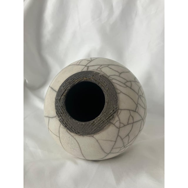 Vintage White Raku Vase For Sale - Image 5 of 7