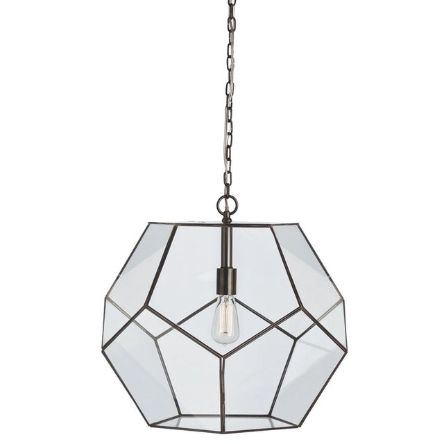Geometric Tenley Large Glass & Iron Pendant Light | Chairish