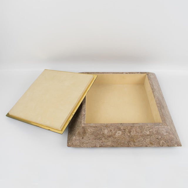 Maitland-Smith Oversized Tessellated Marble Stone Box, circa 1980 For Sale - Image 15 of 16
