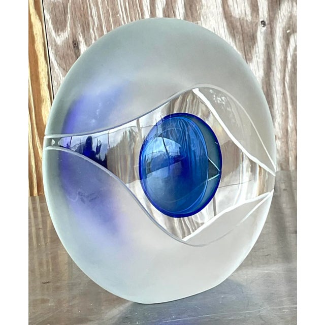 This stunning vintage 1992 Murano Bisazza Vetro art glass sculpture is a mesmerizing statement piece. Featuring an elegant...