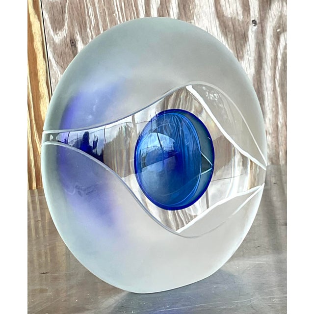 花瓶 硝子 ガラス イタリア 高級 90S BISAZZA VETRO Vintage Boho 1992 Signed Murano Bisazza Vetro Art Glass