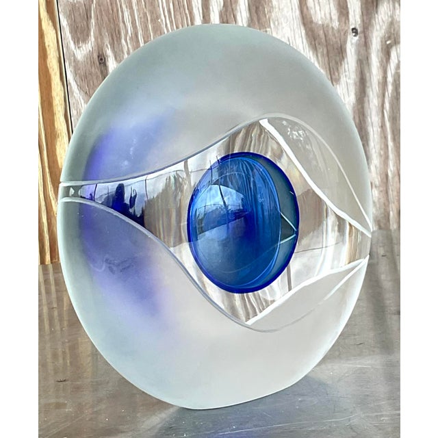 An exceptional vintage Boho Art glass sculpture. Made by the iconic Murano Bisazza Vetro group and signed on the bottom....