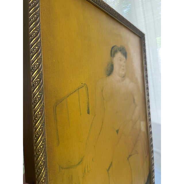 Vintage Framed Seated Nude Oil Painting in the Manner of Fernando Botero For Sale - Image 13 of 17