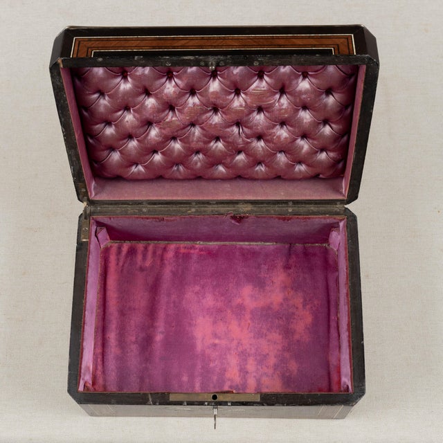 19th Century Napoleon III Marquetry Box, Mother of Pearl Inlay For Sale - Image 16 of 16