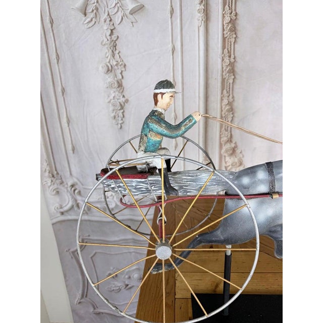 American Folk Art Painted Metal Horse & Sulky Weathervane For Sale - Image 12 of 13