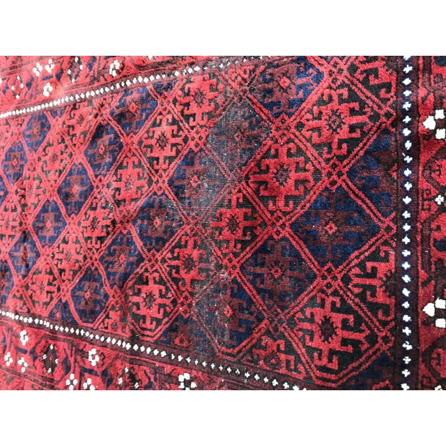 Black Antique Turkmen Baluch Afghan Rug For Sale - Image 8 of 14