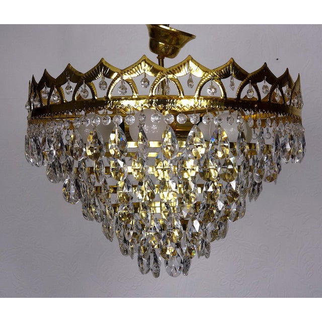 Vintage Gilded Metal and Crystal Chandelier, 1990s For Sale - Image 11 of 11