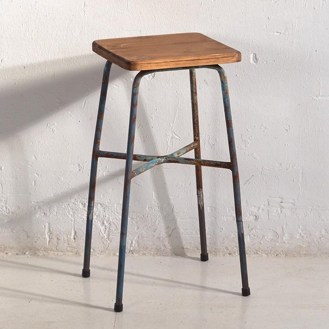 Vintage Industrial Style Metal Stool, France, 1950s For Sale - Image 10 of 10