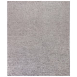 Modern Flatweave Solid Light Gray Hand-Knotted Wool Rug by Doris Leslie Blau For Sale