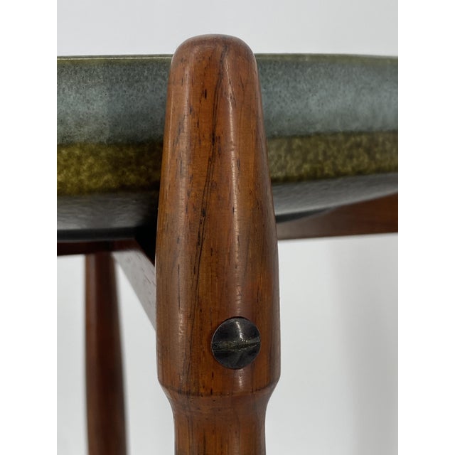 Mid-Century Side Table with Glazed Ceramic Plate on Rosewood Frame by Arne Basse for Knabstrup, Denmark, 1960s For Sale - Image 11 of 16