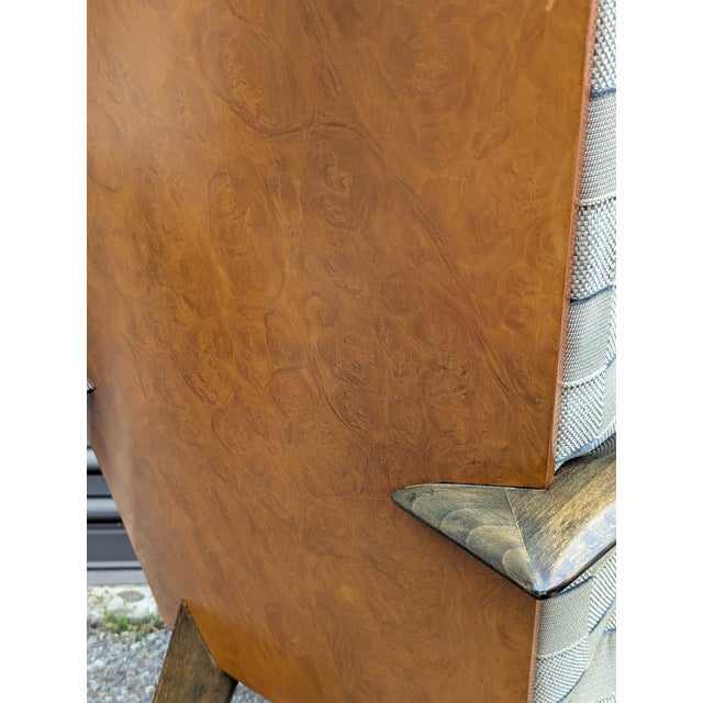 Postmodern Burl Wood Lounge Chair and Ottoman Attributed to Adam Tihany for Pace Collection, C. 1990, Italian For Sale - Image 11 of 12