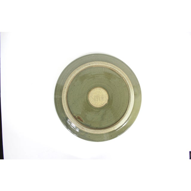 Mid-Century Modern Vintage Large Green Studio Pottery Platter, Signed For Sale - Image 3 of 9