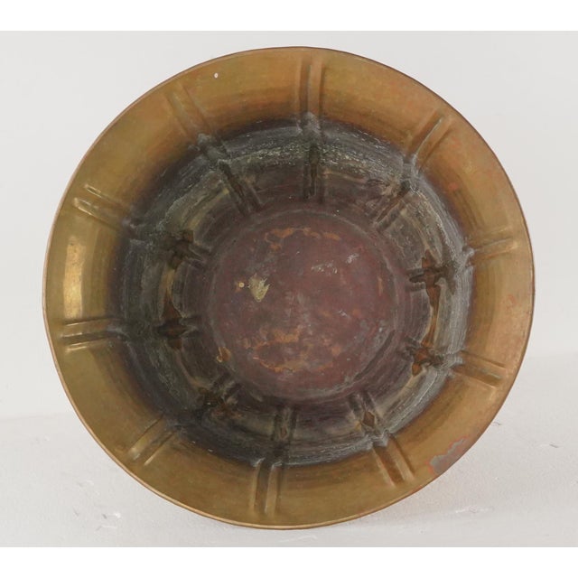 Mid 20th Century Italian Made Solid Brass Ribbed Planter Pot For Sale - Image 6 of 8