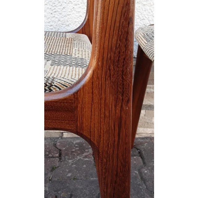 Wood Vintage Dining Chairs with Solid Teak Frame and Brown Patterned Velor Cover, 1970s, Set of 4 For Sale - Image 7 of 9